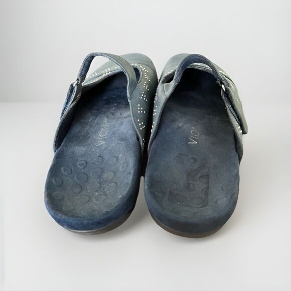 Vionic Orthoheel Closed Toe Slide Clog Silver Blue Bling Studded Women's 9 - Picture 2 of 6